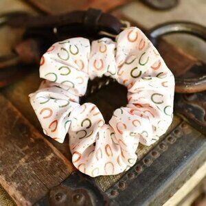 Lucky Cowgirl Colorful Horseshoes Scrunchie Cowgirl Hair Accessory NEW